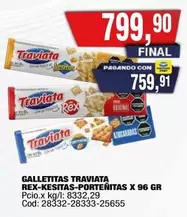 Traviata - GALLETITAS TRAVIATA REX-KESITAS-PORTENITAS X 96 GR