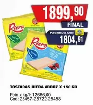 Riera - TOSTADAS ARROZ X 150 GR