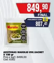 Marolio - ACEITUNAS VDE.SACHET X 100 GR