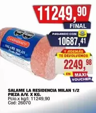 Milán - SALAME LA RESIDENCIA MILAN 1/2 PIEZA A/V. X KG.
