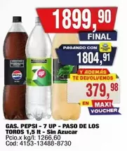 Pepsi - GAS. PEPSI - 7 UP - TOROS 1,5 LT