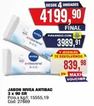 Nivea - JABON ANTIBACTERIAL 3 X 90 GR
