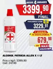 Patricia Allen - ALCOHOL PATRICIA ALLEN X 1 LT
