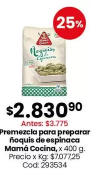 X$ - Premezcla para preparar ñoquis de espinaca