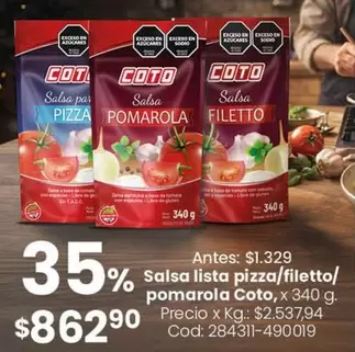 Coto - Salsa lista pizza/filetto/pomarola