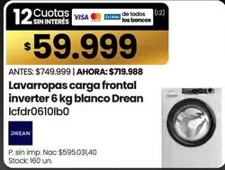 Drean - Lavadoras carga frontal inverter 6 kg blanco