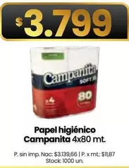 Campanita - Papel higi00enico 4x80 mt.