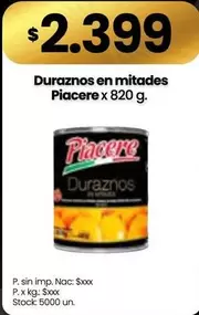 Piacere - Duraznos en mitades