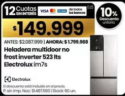 Electrolux - Heladera multidor no frost inverter 523 Its