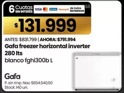 Gafa - freezer horizontal inverter 280 lts blanco fghi300b L