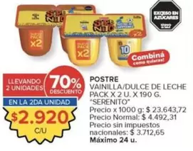 Serenito - POSTRE VAINILLA/DULCE DE LECHE PACK