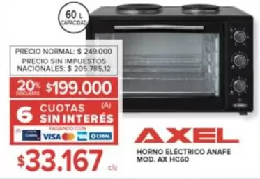 Axel - HORNO ELÉCTRICO ANAFE MOD. AX HC60