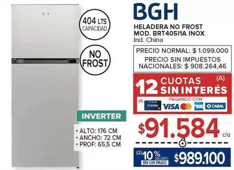 BGH - HELADERA NO FROST Mod. BRT405HA
