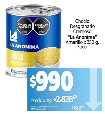 La Anónima - Choclo Desgranado Cremoso