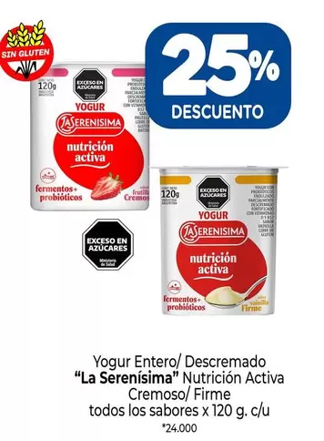 La Serenísima - Yogur Entero/ Descremado Nutrición Activa Cremoso/ Firme