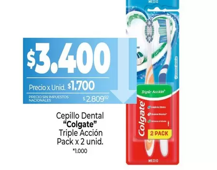 Colgate - Cepillo Dental Triple Acción Pack x 2 unid.