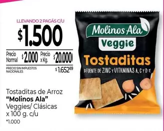 Molinos Ala - Tostaditas de Arroz Veggies Clásicas