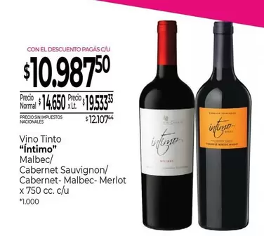 Intimo - Vino Tinto "" Malbec/Cabernet Sauvignon/Cabernet- Malbec- Merlot