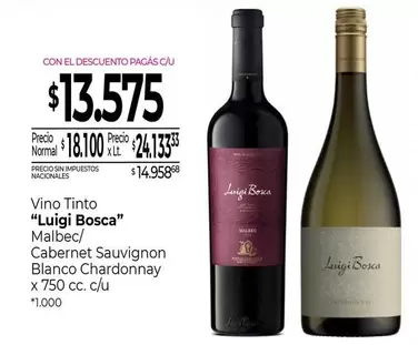 Luigi Bosca - Vino Tinto "" Malbec/Cabernet Sauvignon Blanco Chardonnay