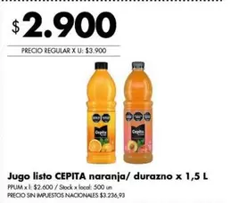 Cepita - Jugo listo naranja/ durazno