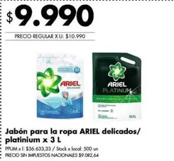 Ariel - Jabón para la ropa delicados/platinium