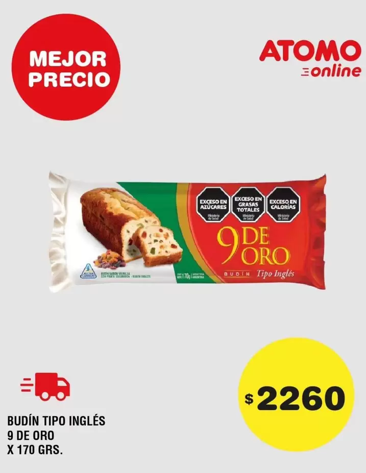 9 de oro - BUDIN TIPO INGLÉS