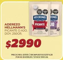 Hellmann's - Aderezo Picante o Ajo