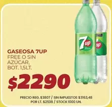 7Up - GASEOSA 7UP FREE O SIN AZÚCAR