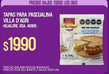 Villa D'agri - TAPAS PARA PASCUALINA HOJALDRE