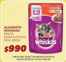 Whiskas - ALIMENTO WHISKAS PASTA PARA GATITOS PCH. 85GR.