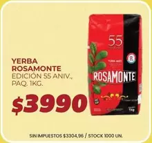 Rosamonte - YERBA ROSAMONTE EDICIÓN 55 ANIV., PAQ. 1KG.