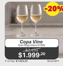 Copa Vino Gran Rioja Vidrio