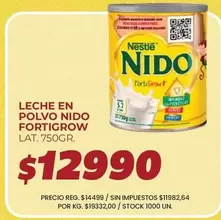 Nido - LECHE EN POLVO NIDO FORTIGROW