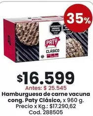 X$ - Hamburguesa de carne vacuna cong.