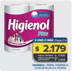 Higienol - Papel Higienico Doble Hoja Plus