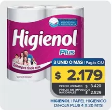 Higienol - Papel Higienico Doble Hoja Plus