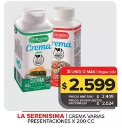 La Serenísima - Crema Varias Presentaciones