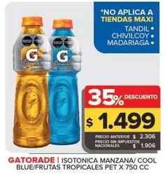 Gatorade - Isotonica Manzana/Cool Blue/Frutas Tropicales Pet