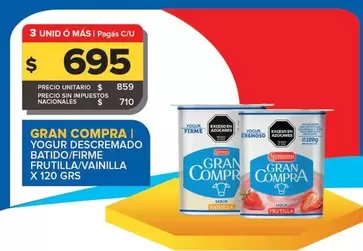 Gran Compra - Yogur Descremado Batido/Firme Frutilla/Vainilla