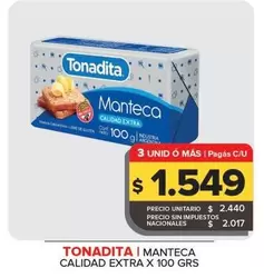Tonadita - Manteca Calidad Extra