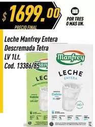 Manfrey - Leche Entera Descremada Tetra LV 1lt. Cod. 13386/85