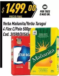 Mas - Yerba Mañanita/Yerba Taragui 4 Flex C/Palo 500gr Cod. 31598/31565