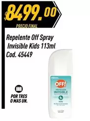 Off - Repelente Spray Invisible Kids 113ml Cod. 45449
