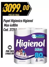 Higienol - Papel Higienico Max 4x80m Cod. 37251