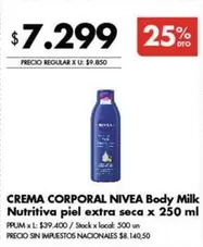 Nivea - CREMA CORPORAL Body Milk Nutritiva piel extra seca