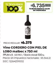 Malbec - Vino CORDERO CON PIEL DE LOBO x 750 ml