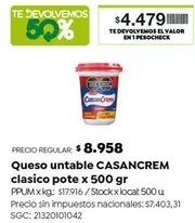 Casancrem - Queso untable clasico pote