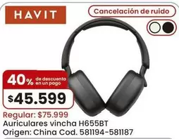 Origen - Auriculares vincha H655BT Cod. 581194-581187