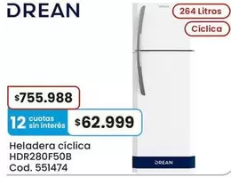Drean - Heladera cíclica HDR280F50B