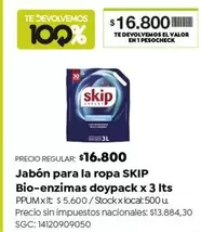 Skip - Jabón para la ropa Bio-enzimas doypack